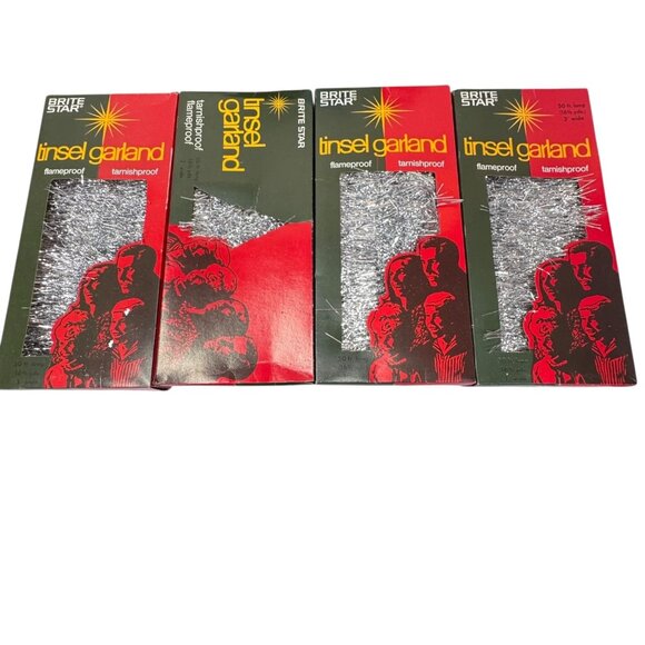 Brite Star Silver Tinsel Garland 50 Ft Flameproof Tarnishproof Christmas Lot 3 - Picture 1 of 4